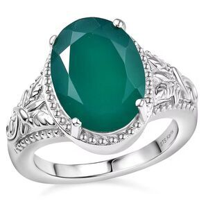 Verde Onyx Floral Stainless Steel Ring